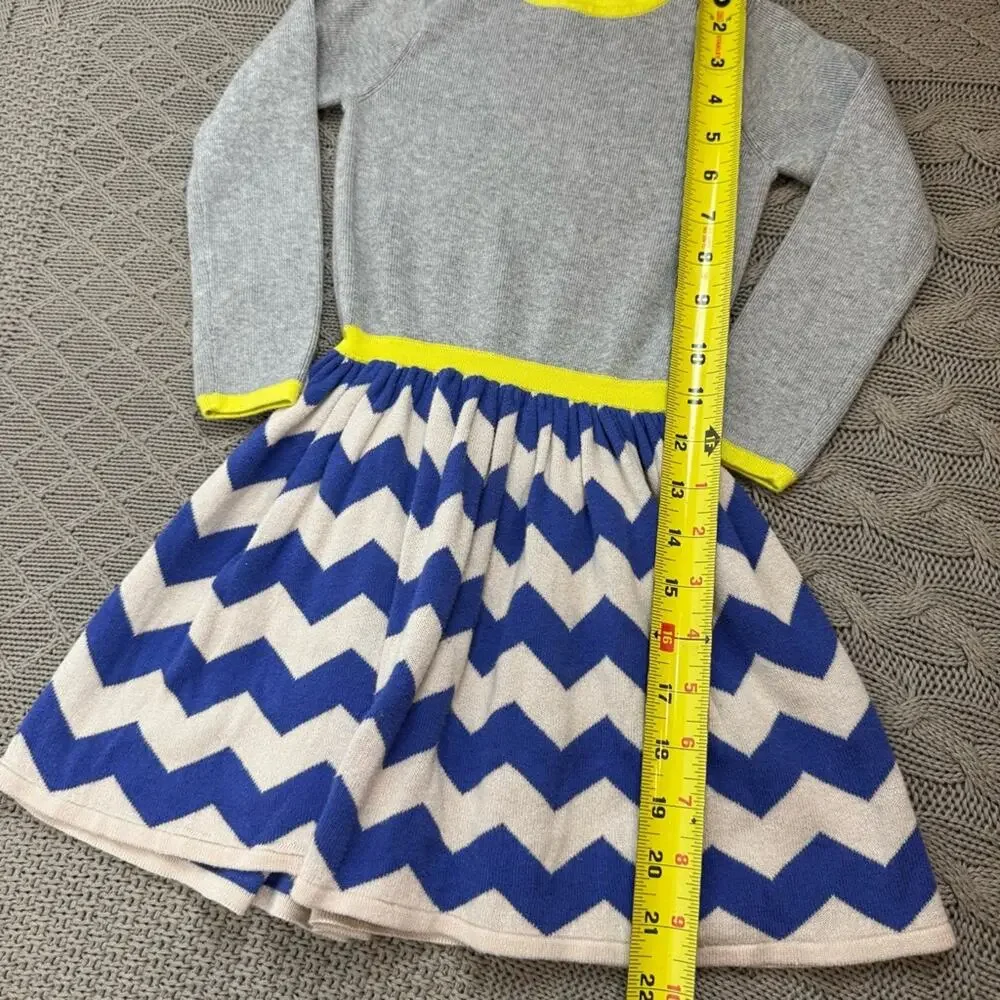 Mini Boden Stylish Gray and Blue Chevron Kids Dress ~ 2/3